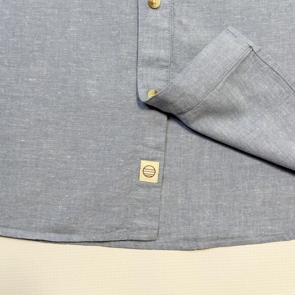 Marine Layer Shirt Mens XL Blue Short Sleeve Button Up Chambray Pocket 18849 - Picture 8 of 10